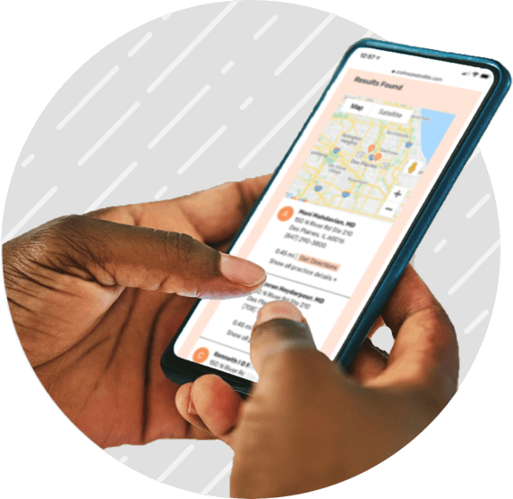 Person looking for a gastroenterologist on a phone